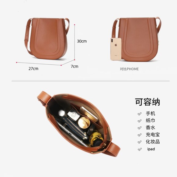 Cowhide hand bag for women one shoulder slant bag main image 6